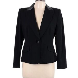 Karen Millen Single breasted black blazer with faux leather collar